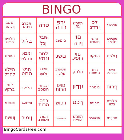 חגי תשרי Bingo Card