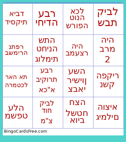 חיילים Bingo Card