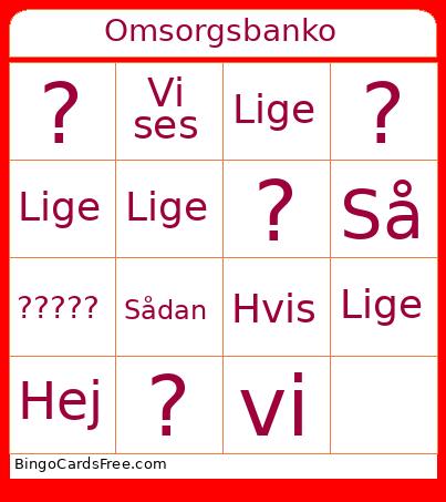 Omsorgsbanko Bingo Card