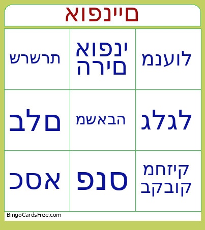 אופניים Bingo Card