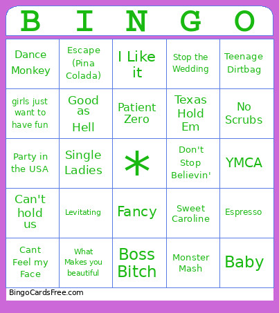 Music Bingo Card