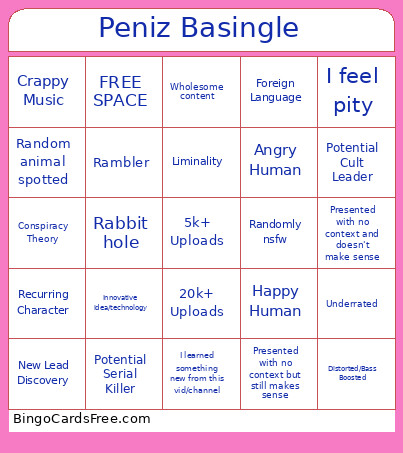 0 View Youtube Bingo Card