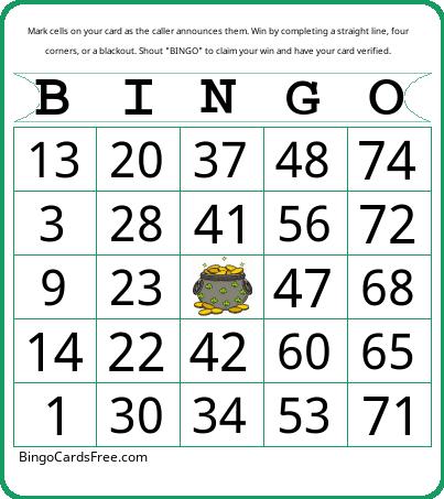 1-75 Bingo with St. Patricks Day Callouts