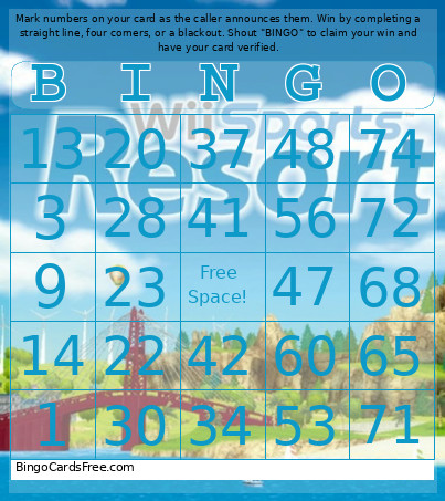 1-75 Number + Audio - Sky Sora Bingo Card