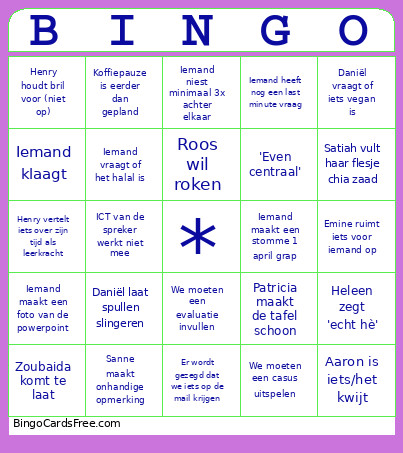 1 April Bingo Card