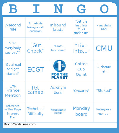 1% Staff Gathering Bingo Card