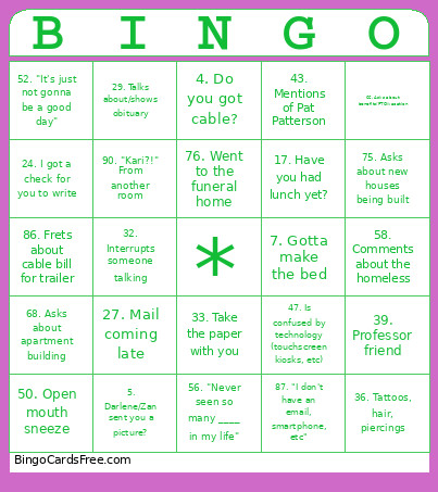 10/18/26 Bingo Card