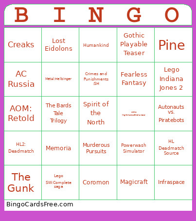 100% Achievements 2026 Bingo Card