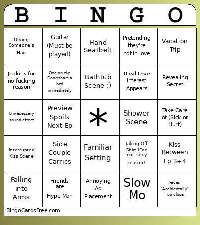 1000 Stars Bingo Card