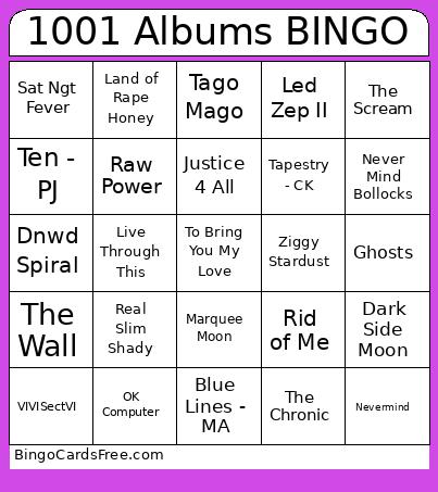 1001 Albums BINGO