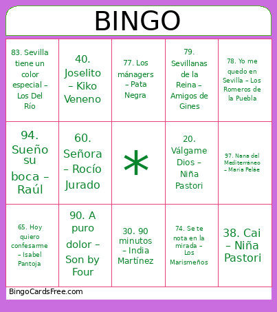 100canciones Bingo Card