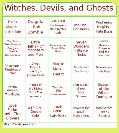 106. Witches, Devils, And Ghosts Bingo Card
