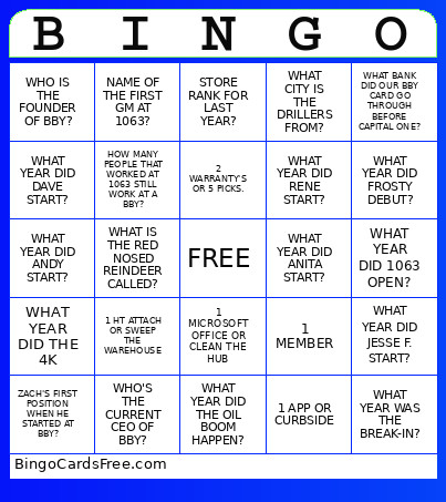 #1063 Bingo Card