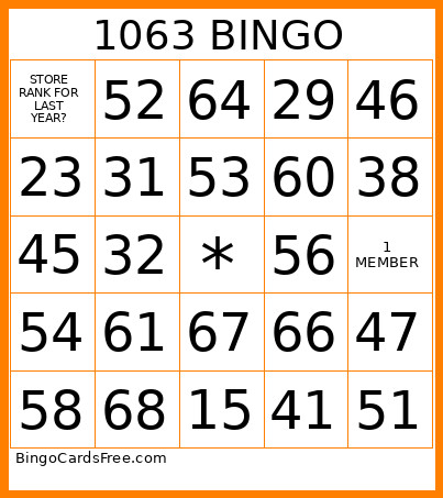 1063 Bingo Card