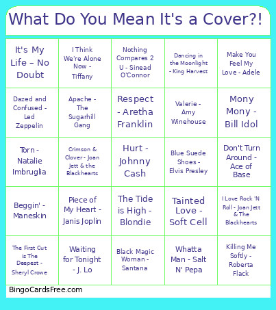 107. What Do You Mean It's A Cover?! Bingo Card
