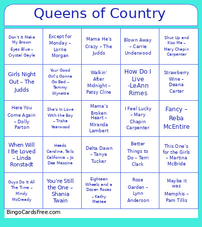 113. Queens Of Country Bingo Card