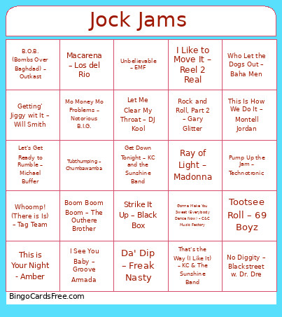 118. Jock Jams Bingo Card
