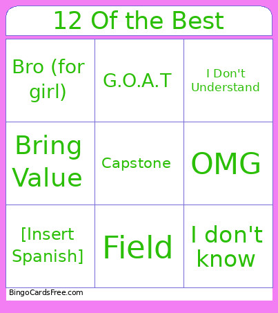 12 Of The Best Bingo Card