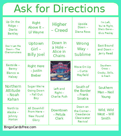 121. Ask For Directions Bingo Card