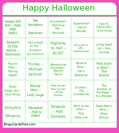 122. Happy Halloween Bingo Card