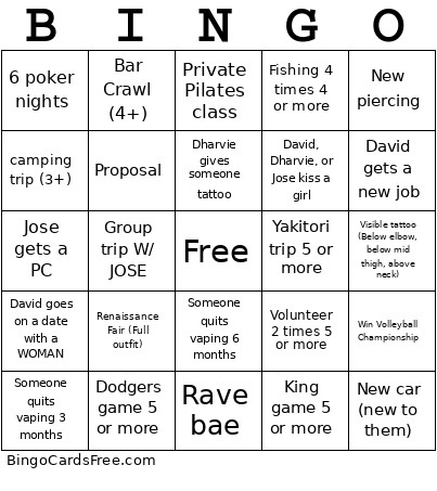 12345 Bingo Card
