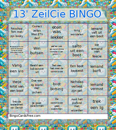 13' ZeilCie Bingo Card