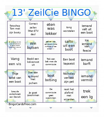13' ZeilCie Bingo Card