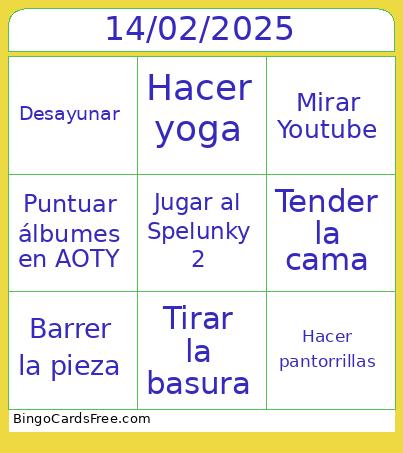 14/02/2025 Bingo Card
