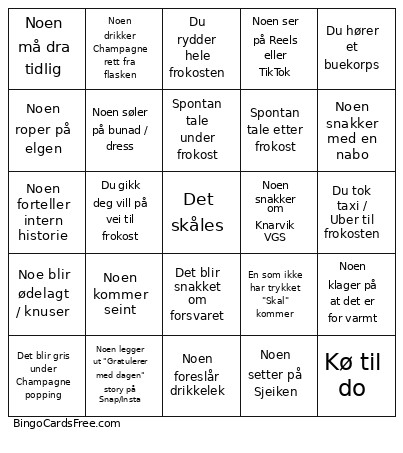 17 Mai Bingo Card