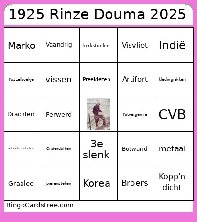 1925 Rinze Douma 2025 Bingo Card 2