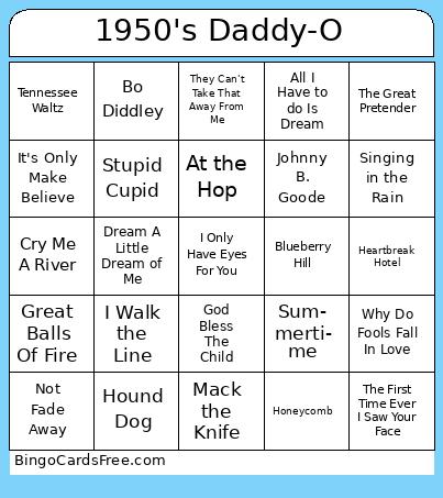 1950's Daddy-O Bingo