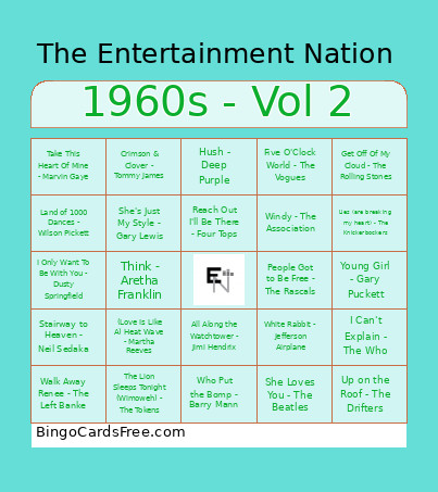 1960s - Vol 2 Bingo Card
