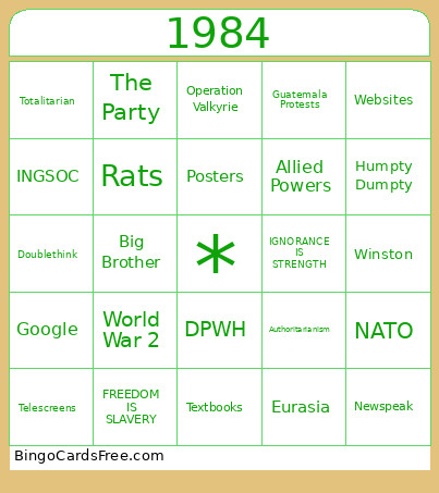1984 Bingo Card