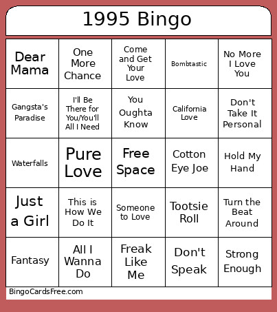1995 Bingo Card