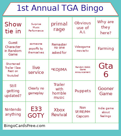 1st Annual TGA Bingo Card