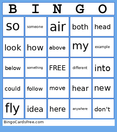 1st Grade Sight Words Bingo Card