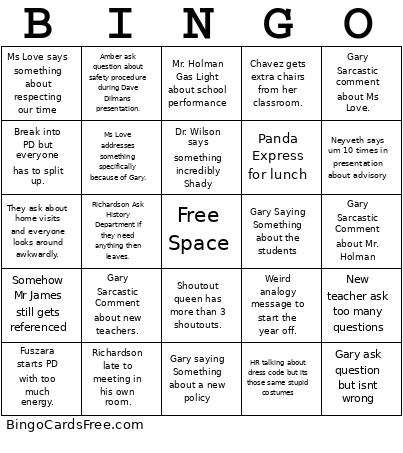 1st Week Training  Bingo