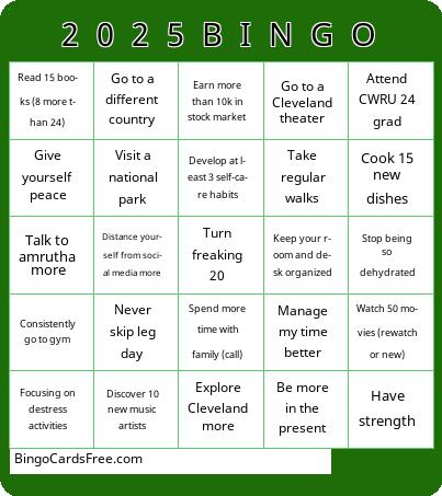 2  0  2  5  B  I  N  G  O Bingo