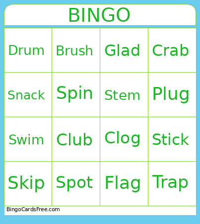 2 Consonant Blends Bingo Card