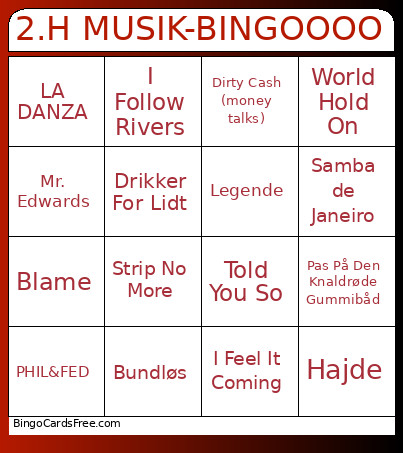 2.H MUSIK-OOO Bingo Card