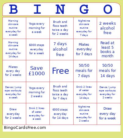 2 Week Thingy Bingo Card