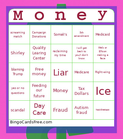 #2 Where's My Money Bingo Card