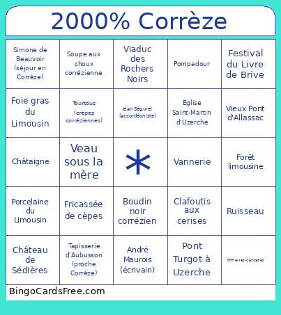 2000% Corrèze Bingo Card
