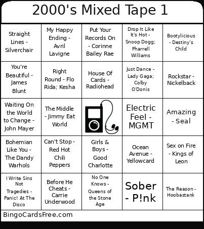 2000's Mixed Tape 1 Bingo