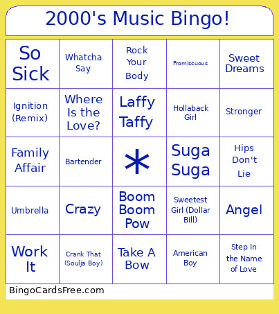 2000's Music ! Bingo Card