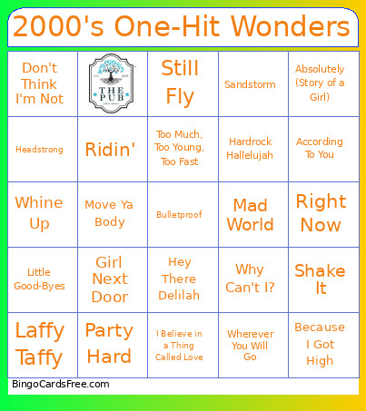 2000's One-Hit Wonders Bingo Card
