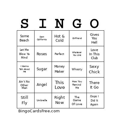 2000s Party Mix V02 Bingo Card