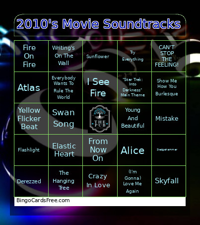 2010's Movie Soundtracks Bingo Card
