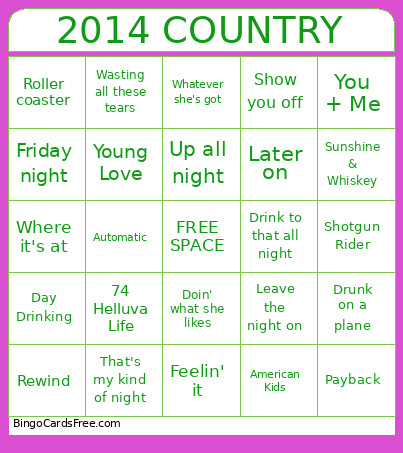 2014 COUNTRY Bingo Card
