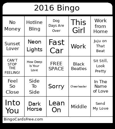 2016 Bingo Card